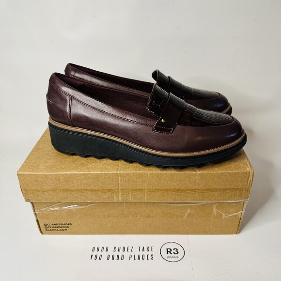 Clarks Shoes - Clarks Sharon Gracie Leather Dressy Slip On Loafers Shoes Womens Sz 8.5 W Burg